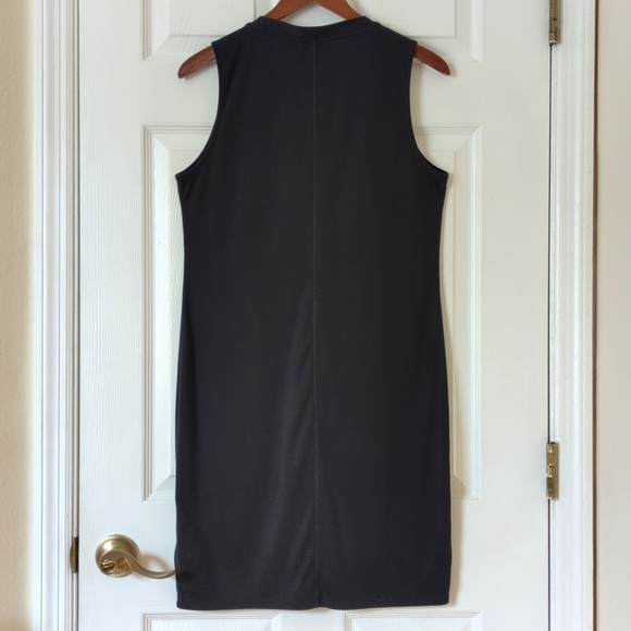 Lucky Brand Retro Ribbed Button Front V-neck Sleeveless Mini Dress Dark Gray S - Picture 9 of 10
